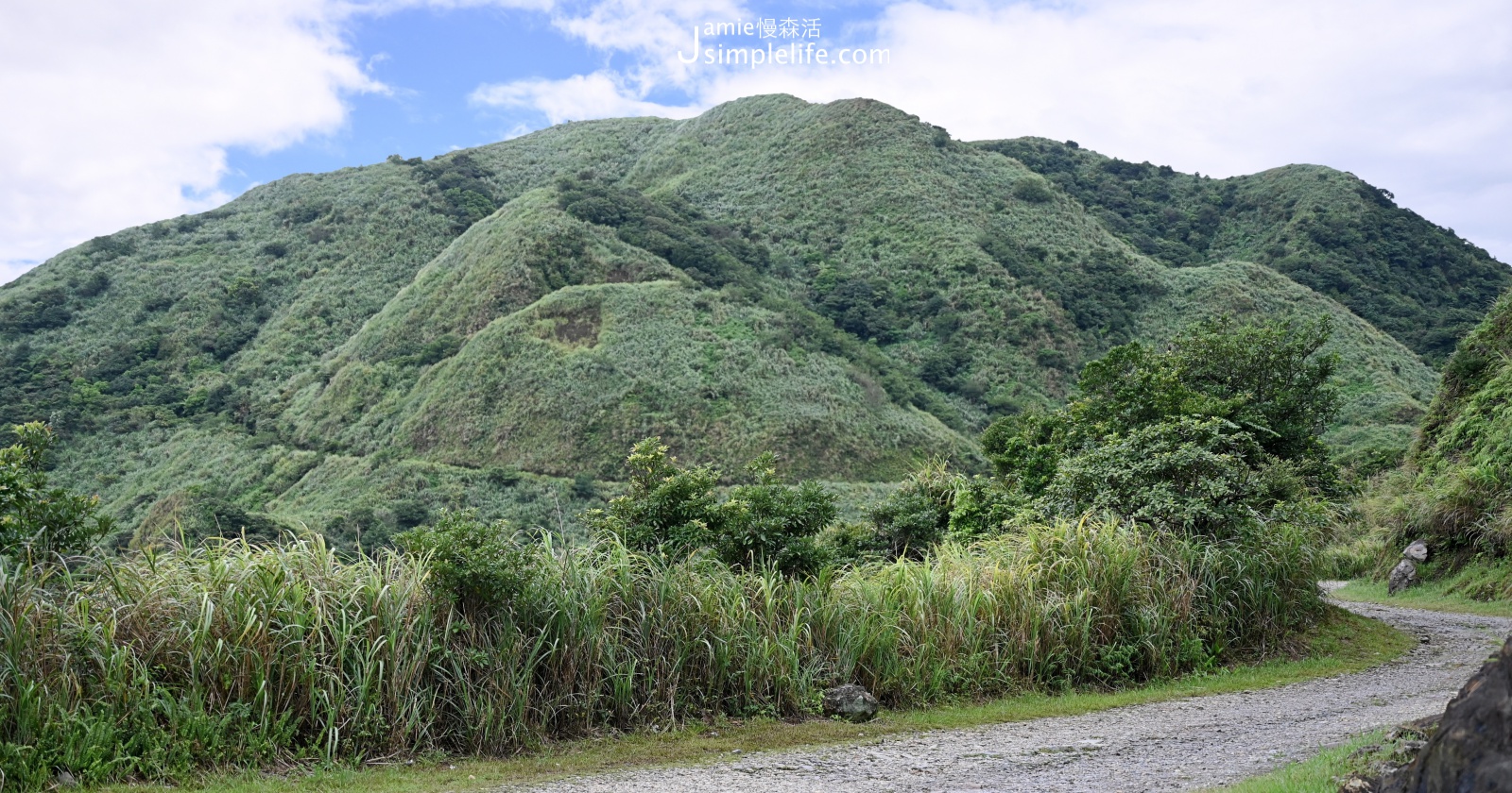 於樹梅坪觀景台走進燦光寮古道 前面是碎石道路